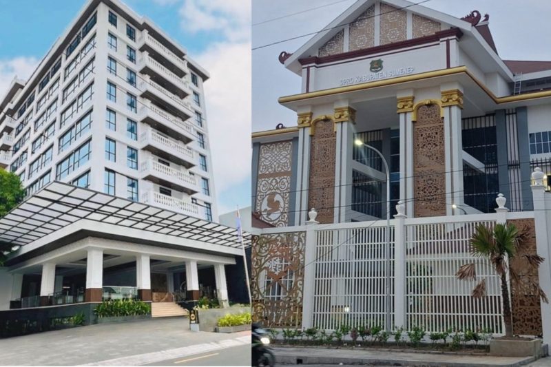 Foto. Kantor DPRD Sumenep Tampak Dari Depan (Kanan) dan Hotel The Malioboro dan Conference Center Yogyakarta (Kiri). 