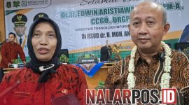 Foto. Direktur Teknologi Informasi BPJS Kesehatan RI, Dr. Ir. Edwin Aristiawan, M.M., CPM-A., CCGO., QRGP., CCCO (Kanan). Direktur RSUD Moh Anwar Sumenep, Dr Erliyati M.Kes (Kiri) 