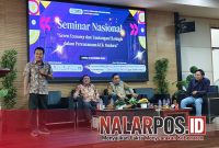 Foto. Kegiatan Seminar Nasional Serikat Media Siber Indonesia (SMS) kabupaten Sumenep di Kampus Universitas Baharudin Mudhary (UNIBA) 