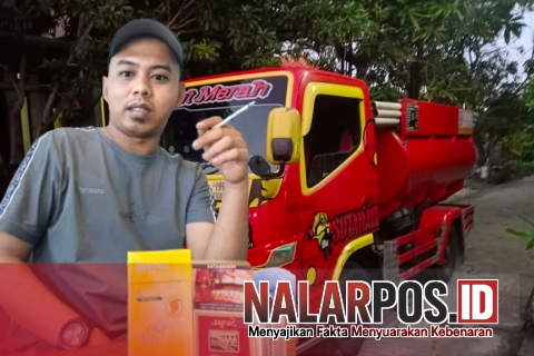 Foto. Toifur Ali Wafa, Alumni pondok pesantren Aqidah Usymuni sekaligus Pimred media nusainsider.com dengan Bagroung Mobil yang diduga Milik CV Sumber Jaya Barokah