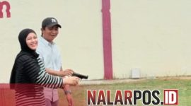 Foto. H. Syafwan wahyudi atau akrab disapa H Udik Pimpinan DRT The Big Family saat bersama Istri di Lapangan Tembak Perbakin Shooting Polres Sumenep